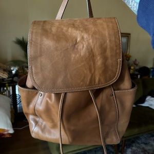 FRYE LIGHT LEATHER OLIVIA TAN CASUAL BACKPACK PURSE BAG